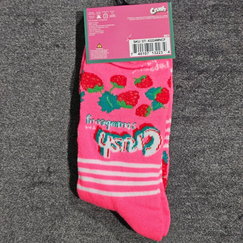 Crush Strawberry Soda Mens Crew Socks Pink Graphic Fruit Novelty
